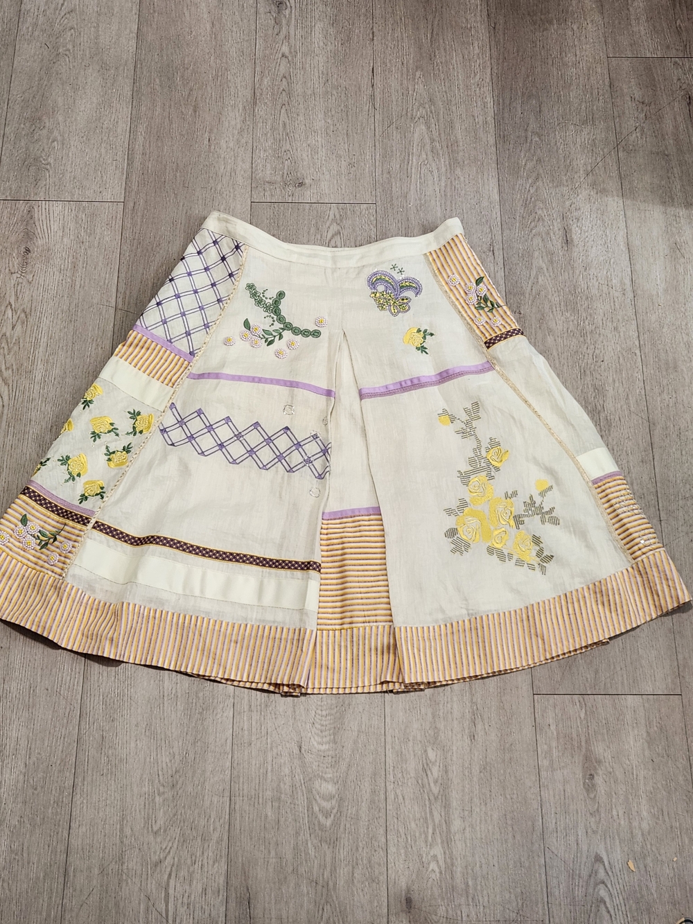 Oilily Floral Embroidered Patchwork Midi Skirt 40